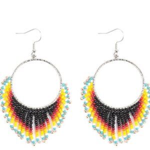 Multicolor Beaded Hoop Earrings